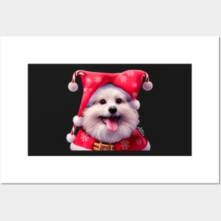 Christmas Pomeranian Puppy Posters and Art